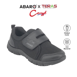 ABARO x TERAS 2399AC Kasut Sekolah Rendah Hitam Lekat Velcro Unisex